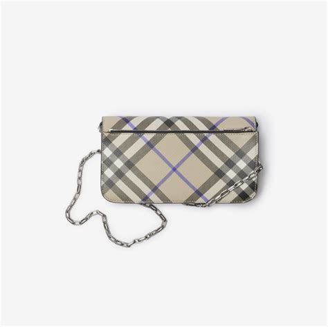 Check Chain Strap Wallet in Lichen 